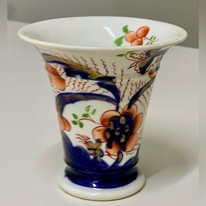 c. 1835 Antique Gaudy Welsh Pansy Pattern Hand Painted Lusterware Vase